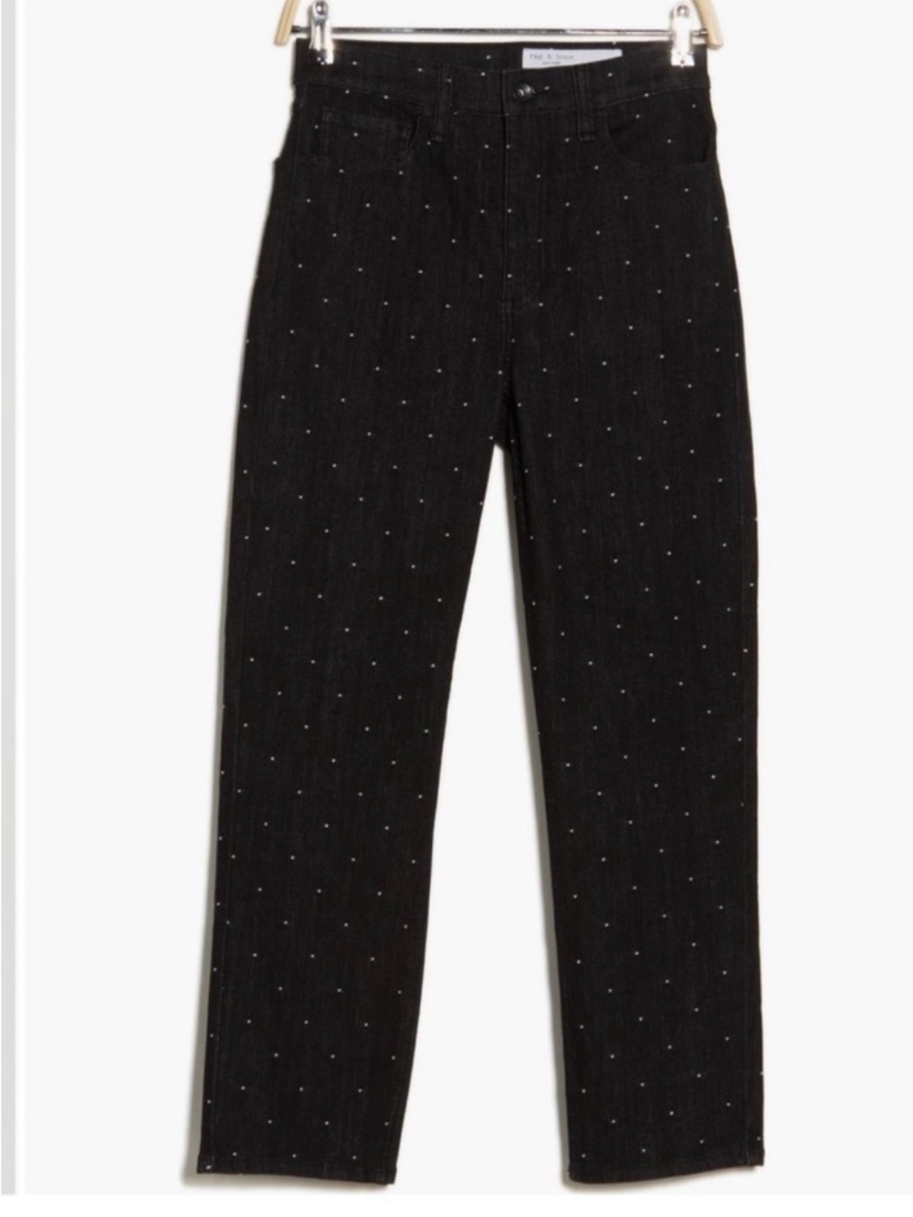 VGUC rag & bone Fern High-Rise Slim Cropped Jeans with Embroidered Polka Dots